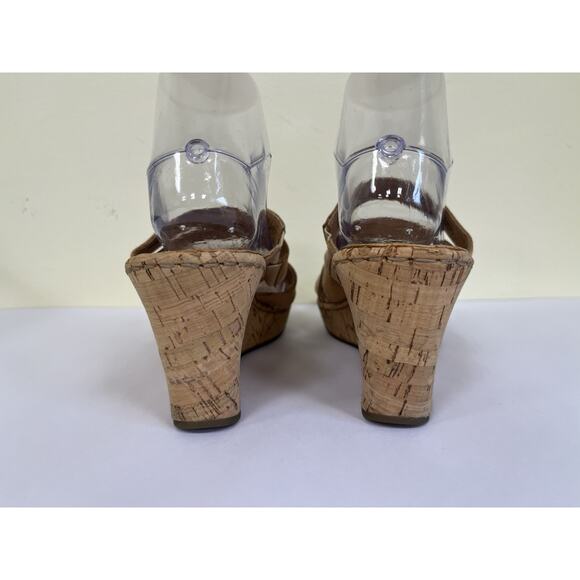 Born Tan Leather Strappy Sandals Women’s Size 9 Slip On Comfort Shoe - Picture 8 of 15